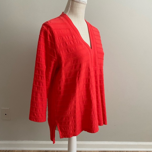 Lands’ End Braided Striped Top Pink - Picture 3 of 8